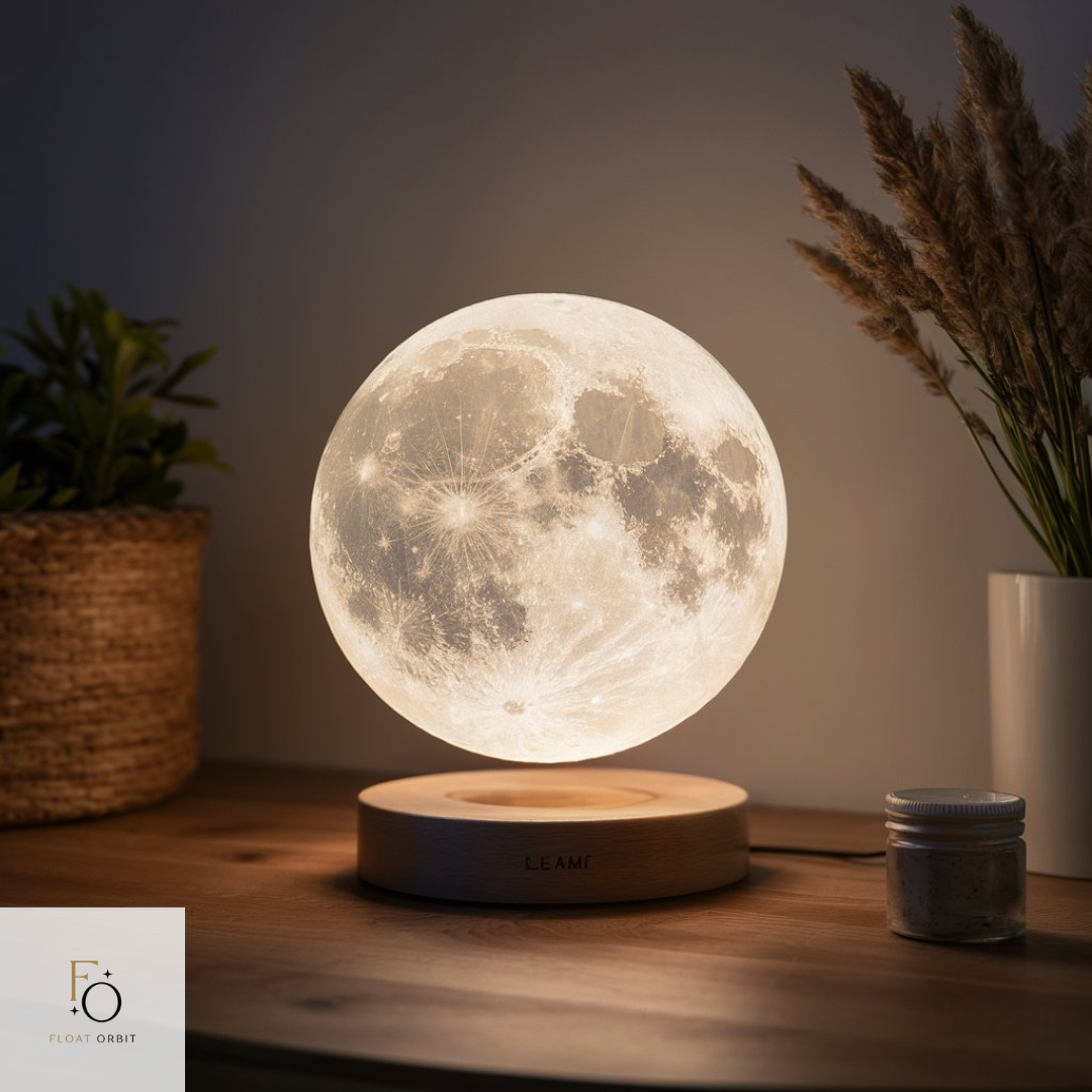 Levitating Moon Table Lamp, Magnetic Floating Night Light with 3 Lighting Modes, 3D Printed Levitation Bedside Table Lamp for Of